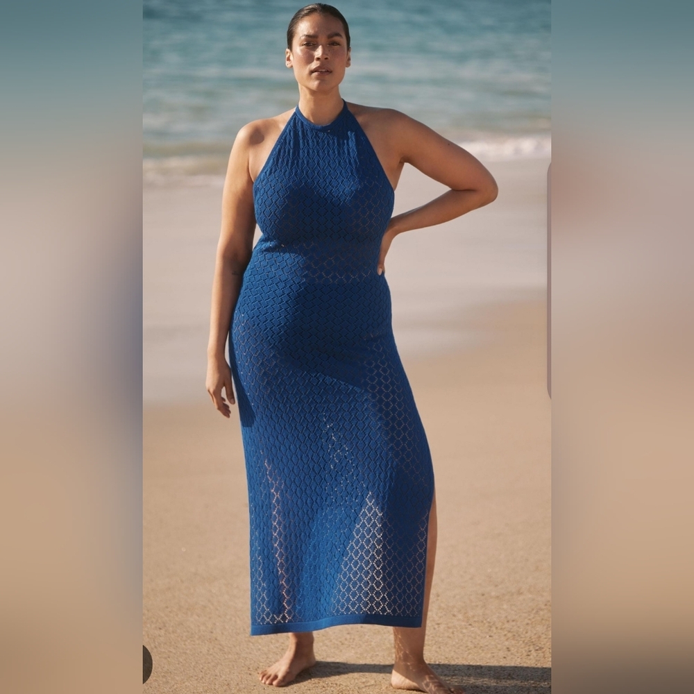 SUNDAY IN BROOKLYN 3x Halter Crochet Cover-Up Midi Dress